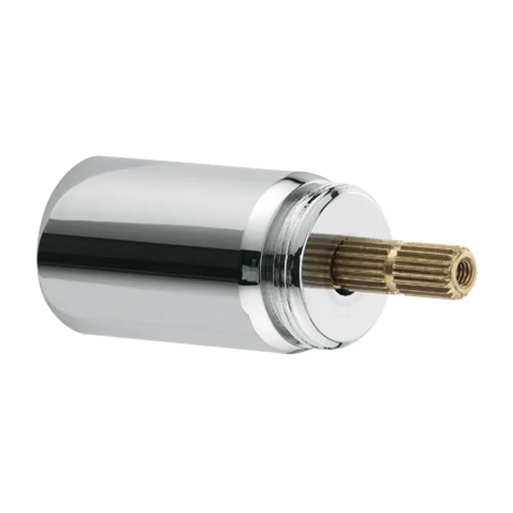 Kludi-Ersatzteil in Chrom, zylindrische Form mit Gewinde zur Verbindung, geeignet für UP-Ventilverlängerung. Únten sichtbar das Gewinde für G 1/2 - G 1 1/4.